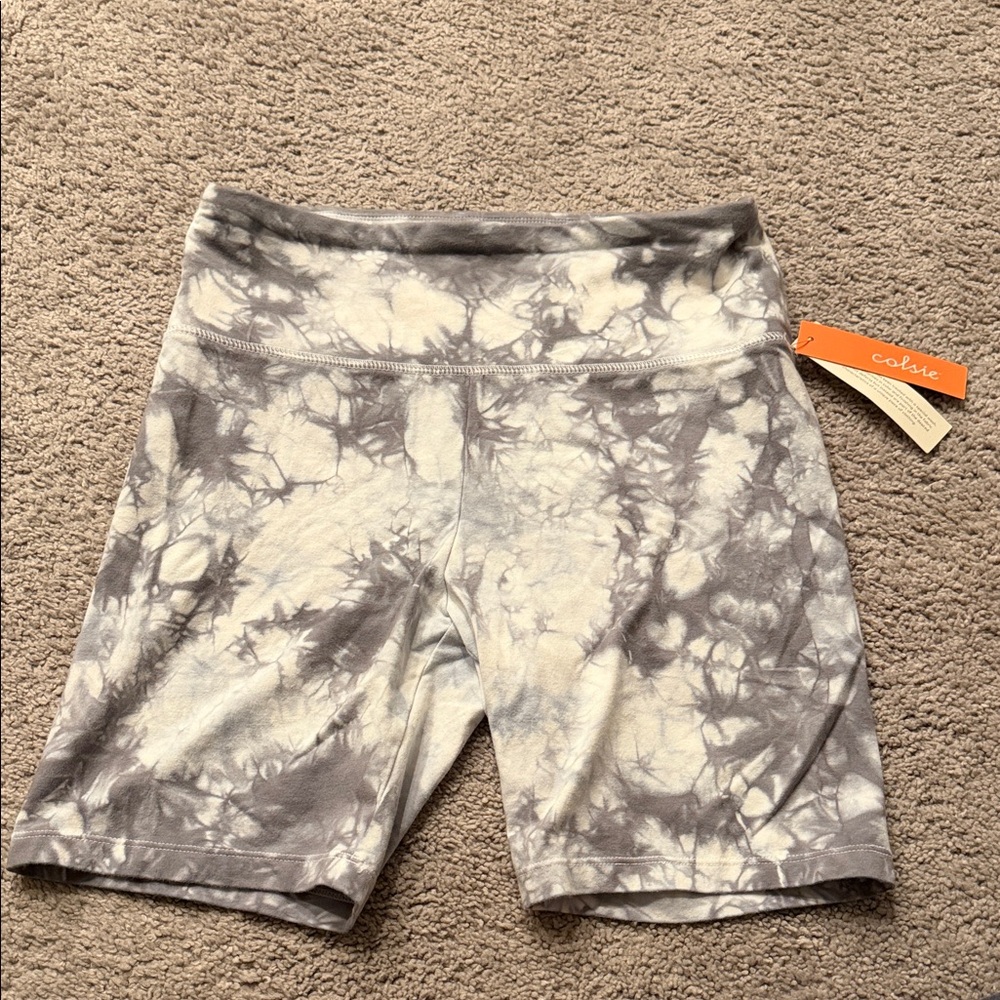 Gray and White Tie-Dye Shorts